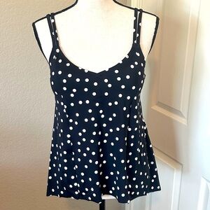 Swim Solutions Tankini Size 10 Black & White Polka Dots